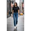 image:imageDEAR JOHN Anika Womens Straight Leg High Rise Jeans Clean Hem Cropped Inseam Stretch DenimMidtown