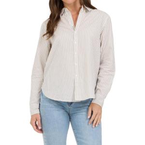 image:imageDEAR JOHN Lolita Womens Shirt Poplin ButtonUp Long SleeveKhaki Stripe