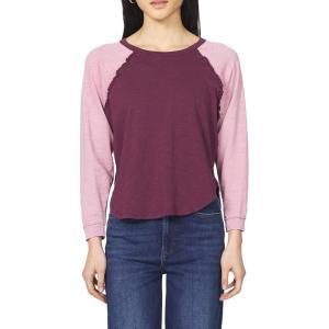 image:imageDEAR JOHN Kira Top Womens Relaxed Fit Long Sleeve Raglan Crew Neck Cotton BlouseFig Lilas