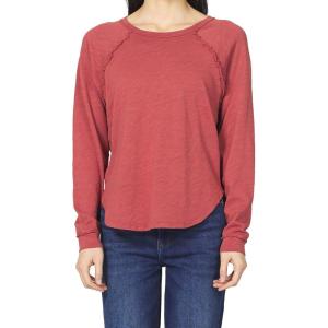 image:imageDEAR JOHN Kira Top Womens Relaxed Fit Long Sleeve Raglan Crew Neck Cotton BlouseRed Ochre