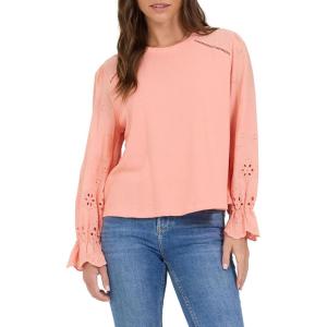image:imageDEAR JOHN Lacey Crew Neck Long Sleeve Pullover Top for WomenTea Rose Cord