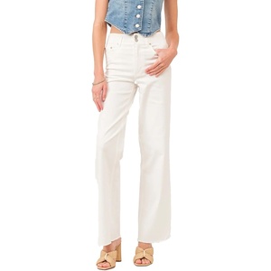 image:imageDEAR JOHN Holly Straight Leg Jeans for Women HighRise Frayed Hem Full Length Denim  White  25