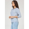 image:imageDEAR JOHN Sonoma Tee Womens Relaxed Fit Slub Jersey Crew Neck 34 Sleeve TopRiviera Stripe