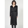image:imageDEAR JOHN Galina Satin Shirt Dress Womens Long Sleeve Belted Button Front Midi Dress Luxe Fluid Silhouette  Black  XSmall