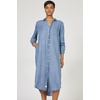 image:imageDEAR JOHN Galina Shirt Dress Womens Relaxed Fit Lyocell Button Front Long Sleeve Collared Midi Dress  Imperial Blue Stripe  XLarge
