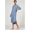 image:imageDEAR JOHN Galina Shirt Dress Womens Relaxed Fit Lyocell Button Front Long Sleeve Collared Midi Dress  Imperial Blue Stripe  XLarge