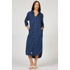 image:imageDEAR JOHN Galina Shirt Dress Womens Relaxed Fit Tencel Button Front Long Sleeve Collared Midi Dress  Black Iris  XLarge