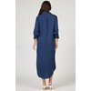 image:imageDEAR JOHN Galina Shirt Dress Womens Relaxed Fit Tencel Button Front Long Sleeve Collared Midi Dress  Black Iris  XLarge