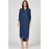 image:imageDEAR JOHN Galina Shirt Dress Womens Relaxed Fit Tencel Button Front Long Sleeve Collared Midi Dress  Black Iris  XLarge