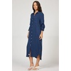 image:imageDEAR JOHN Galina Shirt Dress Womens Relaxed Fit Tencel Button Front Long Sleeve Collared Midi Dress  Black Iris  XLarge