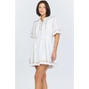 image:imageDEAR JOHN Jaelene Womens Mini Dress Relaxed Fit VNeck Flutter Sleeve Smocked WaistWhite