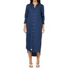 image:imageDEAR JOHN Galina Shirt Dress Womens Relaxed Fit Tencel Button Front Long Sleeve Collared Midi Dress  Black Iris  XLarge