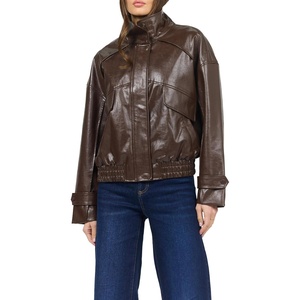 image:imageDEAR JOHN Greer Womens Long Sleeve Jacket GarmentWashed Finish Zip Front Shaved Chocolate Size XLarge