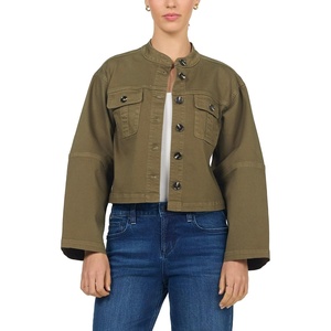 image:imageDEAR JOHN Rowen Womens Long Sleeve Jacket Stand Collar Stretch Fabric GarmentDyed Finish Button Front Olive Branch Size Medium