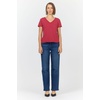 image:imageDEAR JOHN Vanya Short Sleeve Vee Neck Womens Slub Tee Knit Relaxed Fit ShirtGarnet