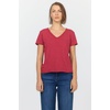 image:imageDEAR JOHN Vanya Short Sleeve Vee Neck Womens Slub Tee Knit Relaxed Fit ShirtGarnet