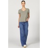 image:imageDEAR JOHN Vanya Short Sleeve Vee Neck Womens Slub Tee Knit Relaxed Fit ShirtVetiver
