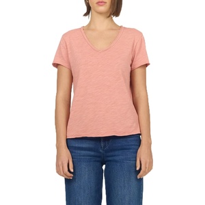 image:imageDEAR JOHN Vanya Short Sleeve Vee Neck Womens Slub Tee Knit Relaxed Fit ShirtRose Dawn