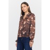 image:imageDEAR JOHN Azalea Womens Relaxed Fit Long Sleeve Blouse Ruffled Neckline Woven Printed Design Camden Petals Size XSmall