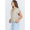 image:imageDEAR JOHN Cruz Womens Shirt Camp Collar Button Front Short Sleeve Relaxed Fit  Abbey Stone  Size Small