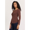 image:imageDEAR JOHN Edie Womens Long Sleeve Tee ButtonFront Neckline Stretch Fabric GarmentDyed Finish Washed Cappuccino Size Large