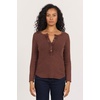image:imageDEAR JOHN Edie Womens Long Sleeve Tee ButtonFront Neckline Stretch Fabric GarmentDyed Finish Washed Cappuccino Size Medium
