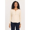image:imageDEAR JOHN Edie Womens Long Sleeve Tee ButtonFront Neckline Stretch Fabric GarmentDyed Finish Whitecap Grey Size Small