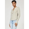 image:imageDEAR JOHN Luna Top Womens Classic Fit Thermal Henley Long Sleeve Button Front TopAbbey Stone