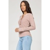 image:imageDEAR JOHN Luna Top Womens Classic Fit Thermal Henley Long Sleeve Button Front TopPink Clay