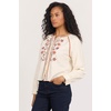 image:imageDEAR JOHN Oriana Womens Relaxed Fit Long Sleeve Blouse Crew Neck Woven Cream Size Small