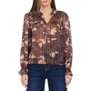 image:imageDEAR JOHN Azalea Womens Relaxed Fit Long Sleeve Blouse Ruffled Neckline Woven Printed Design Camden Petals Size Small