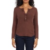 image:imageDEAR JOHN Edie Womens Long Sleeve Tee ButtonFront Neckline Stretch Fabric GarmentDyed Finish Washed Cappuccino Size Medium