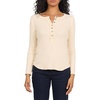 image:imageDEAR JOHN Edie Womens Long Sleeve Tee ButtonFront Neckline Stretch Fabric GarmentDyed Finish Whitecap Grey Size Small
