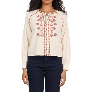 image:imageDEAR JOHN Oriana Womens Relaxed Fit Long Sleeve Blouse Crew Neck Woven Cream Size Small