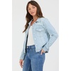 image:imageDEAR JOHN Ainsley Denim Jacket Womens Relaxed Fit Stretch Denim Embroidered Button Front Collared JacketRailroad Stripes