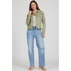 image:imageDEAR JOHN Ainsley Denim Jacket Womens Relaxed Fit Stretch Denim Embroidered Button Front Collared JacketRiviera Camo