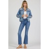 image:imageDEAR JOHN Ainsley Denim Jacket Womens Relaxed Fit Stretch Denim Embroidered Button Front Collared JacketSanta Fe