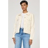 image:imageDEAR JOHN Ainsley Denim Jacket Womens Relaxed Fit Stretch Denim Embroidered Button Front Collared JacketWheat