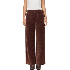 image:imageDEAR JOHN Audrey Wide Leg Pants Womens High Rise Full Length Corduroy Comfort Stretch Clean Hem Tailored Flattering FitShaved Chocolate