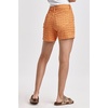 image:imageDEAR JOHN Julian Denim Shorts Womens Mid Rise Relaxed Fit Embroidered Eyelet Side Vent Stretch Twill Color Short  Orange Delight  26