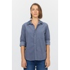 image:imageDEAR JOHN Galina Womens Long Sleeve Shirt Collar Button Front Vintage Indigo Size Small