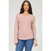 image:imageDEAR JOHN Ania Thermal Top Womens Slim Fit Long Sleeve Crew Neck Waffle ShirtPink Clay