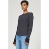 image:imageDEAR JOHN Ania Thermal Top Womens Slim Fit Long Sleeve Crew Neck Waffle ShirtWashed Black