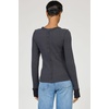 image:imageDEAR JOHN Ania Thermal Top Womens Slim Fit Long Sleeve Crew Neck Waffle ShirtWashed Black