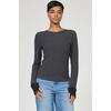 image:imageDEAR JOHN Ania Thermal Top Womens Slim Fit Long Sleeve Crew Neck Waffle ShirtWashed Black