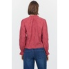 image:imageDEAR JOHN Azalea Womens Relaxed Fit Long Sleeve Blouse Ruffled Neckline Garnet Size Small