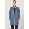 image:imageDEAR JOHN Dallas Long Jacket Womens Button Front Sherpa Collar Oversized Stretch Denim CoatPool Wave
