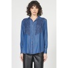 image:imageDEAR JOHN Galina Ruffle Tuxedo Shirt Womens Long Sleeve Button Down Relaxed Fit Blouse  Femma  Medium