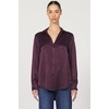 image:imageDEAR JOHN Galina Shirt Womens Relaxed Fit Long Sleeve ButtonUp Collared Blouse  Fig  Medium