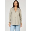 image:imageDEAR JOHN Galina Shirt Womens Relaxed Fit Tencel Button Front Long Sleeve Collared Top  Abbey Stone  Medium
